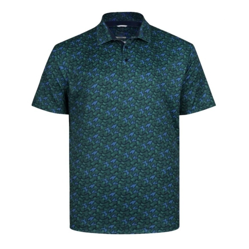 New Swannies Performance Golf Pero Polo Men L Green Forest Camo Print Active